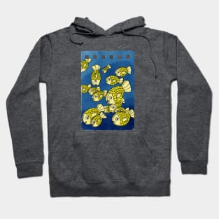 Flat, golden fish in a pack Hoodie